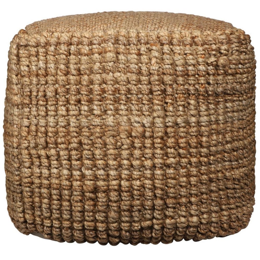 18" Natural Jute Blend Cube Pouf Ottoman