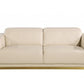 89" Beige And Gold Leather Sofa