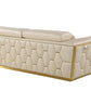 89" Beige And Gold Leather Sofa