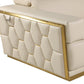 89" Beige And Gold Leather Sofa