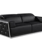 89" Black And Silver Leather Sofa