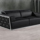 89" Black And Silver Leather Sofa