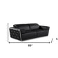 89" Black And Silver Leather Sofa