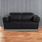 70" Black And Silver Italian Leather Loveseat