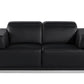 70" Black And Silver Italian Leather Loveseat