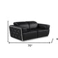 70" Black And Silver Italian Leather Loveseat