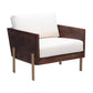 31" White Brown And Gold Top Grain Leather Arm Chair