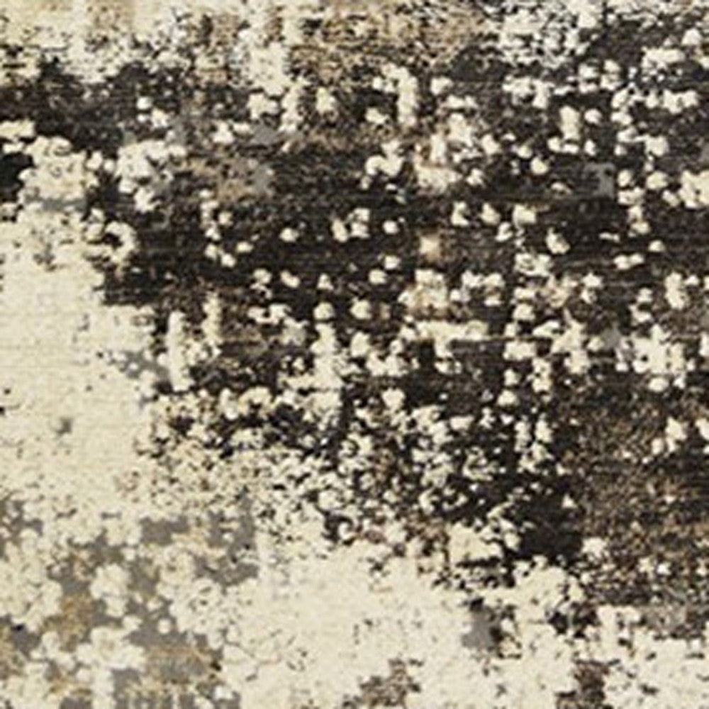 5' x 8' Black Abstract Distressed Area Rug With Fringe