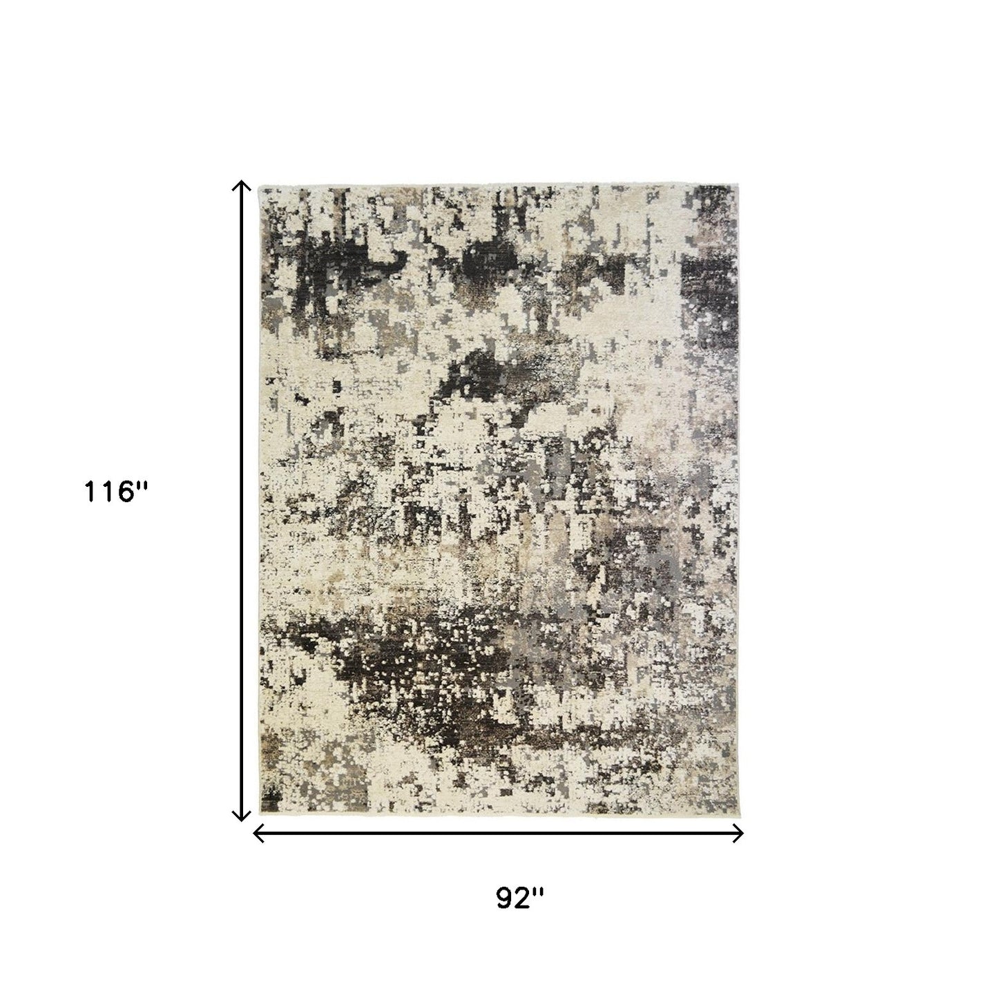 8' x 10' Black Abstract Distressed Area Rug