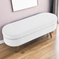 44" White and Brown Linen Upholstered Storage Bench with Flip Top