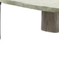 47" Beige and Oak Distressed Cement Oval Coffee Table