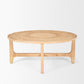 39" Natural and White Solid Wood Round Distressed Coffee Table