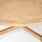 39" Natural and White Solid Wood Round Distressed Coffee Table