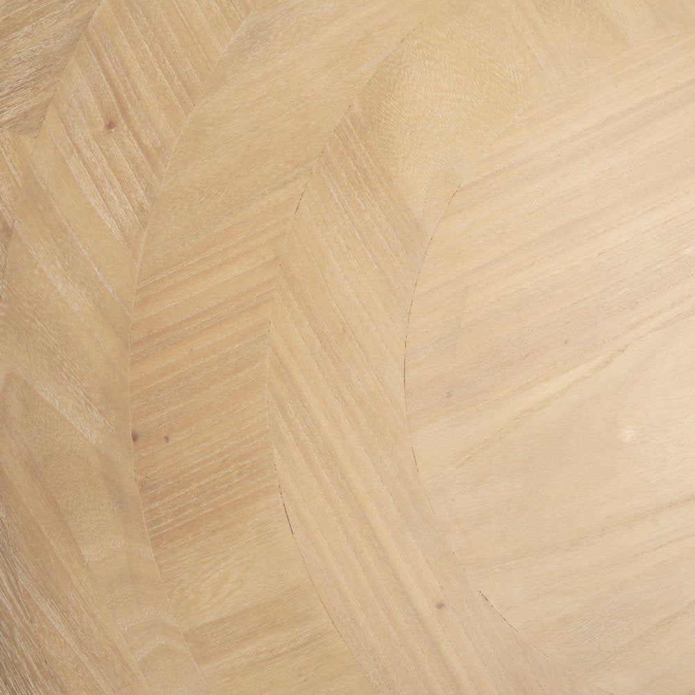 39" Natural and White Solid Wood Round Distressed Coffee Table