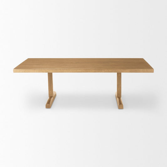 55" Natural Solid Wood Double Pedestal Coffee Table