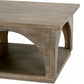 59" Brown Solid Wood Distressed Floor Shelf Coffee Table With Shelf