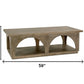 59" Brown Solid Wood Distressed Floor Shelf Coffee Table With Shelf