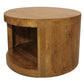 Set of Two Walnut Solid Wood Round Distressed Solid Nested Coffee Tables