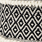 16" Black Gray and White Cotton Geometric Pouf Ottoman