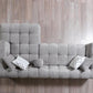 Light Gray Boucle L Shaped Two Piece Sofa and Chaise Sectional With Toss Pillows