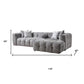 Light Gray Boucle L Shaped Two Piece Sofa and Chaise Sectional With Toss Pillows