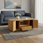 47" Natural Wood Oval Block Coffee Table With Storage