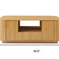 47" Natural Wood Oval Block Coffee Table With Storage