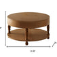 32" Natural Wood Round Coffee Table With Hidden Storage And Shelf