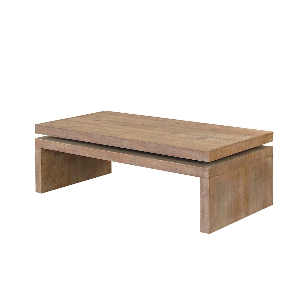 48" Natural Wood Distressed Floating Frame Coffee Table