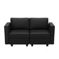 64" Black Faux Leather Loveseat With Storage