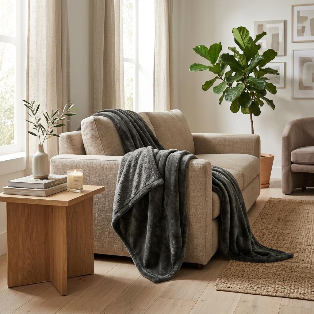 50" X 60" Black Fleece Plush Throw Blanket
